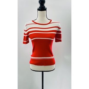 Sag Harbor‎ Vintage Strip Cotton Short Sleeve Crew Neck Top